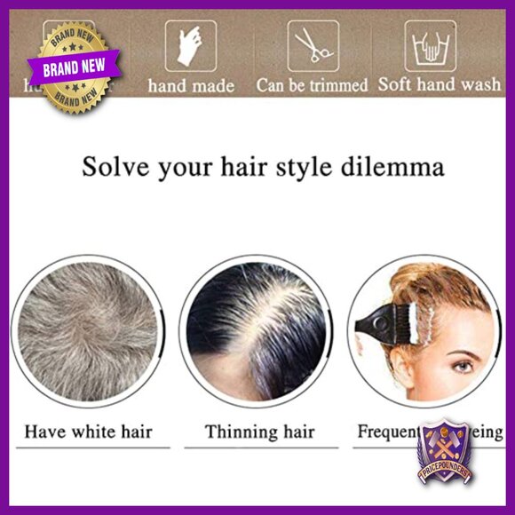 Human Hair Topper with Bangs for Thinning Hair, 6 Inch Clip-in main image 2
